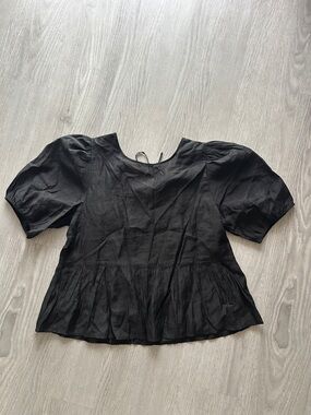American Eagle Outfitters Black Puff Sleeve Peplum Blouse